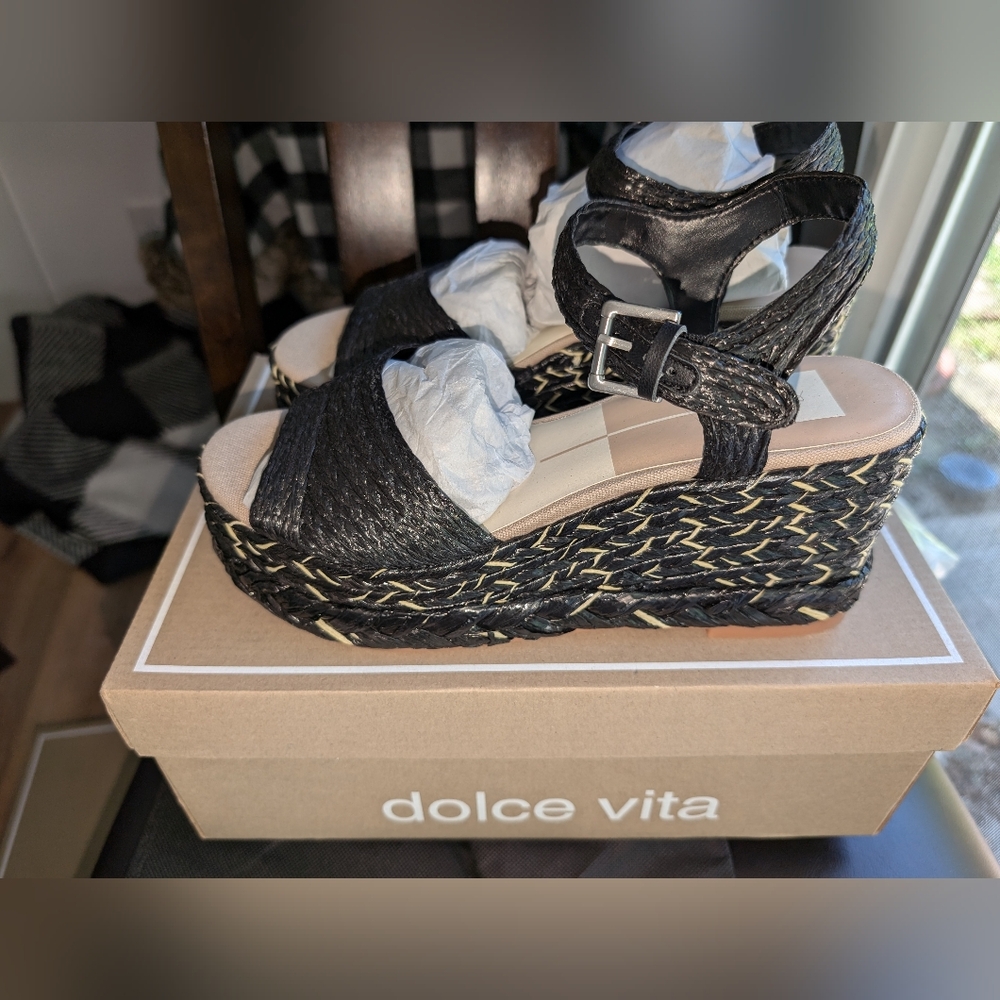 Dolce Vita Black Wedge Sandals